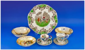 Royal Doulton Series Ware `Coaching Days`, two small shaped rim bowls and shallow dish similar,