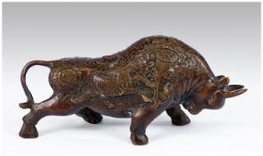 Excellent Chinese Solid Bronze Model of a Bull Oxen, which appears to be pawing the ground ready