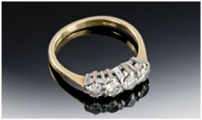 18ct Gold Diamond Ring, Four Round Cut Diamonds (Estimated Diamond Weight .75ct), Claw Set, Fully