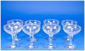 Set of Eight Babycham Glasses, early white chamois variety.
