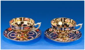 Royal Crown Derby Fine Imari Pattern Cups & Saucers, 2 in total. Date 1917 & 1915.