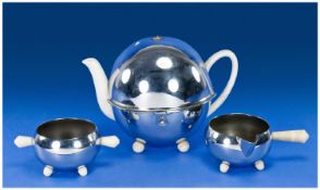 1950`s Three Piece Chrome Teaset.