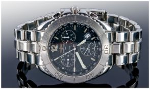 Gents Breitling ` Shark` Wristwatch Quartz Movement With Steel Bracelet. Black Dial With Three
