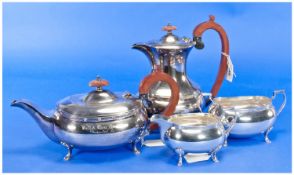 1963 Four Piece Tea & Coffee Service, comprising tea pot, coffee pot, milk jug and sugar bowl, the