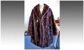 3/4 Length Dark Brown Ladies Mink Coat. some rips to lining.