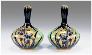 Austrian Late 19th Century Amphora Fine Pair Of Art Nouveau Specimen Vases, marked to base. Each