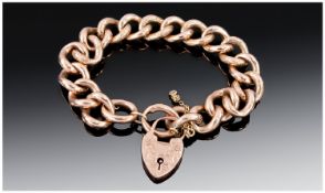 Late Victorian/Early 20thC 9ct Gold Hollow Bracelet, With Chased Links, Complete With Padlock And