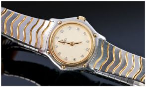 Ebel Classic Mini Ladies Quartz Steel and Gold Wristwatch, with 18ct gold bezel and diamond hour