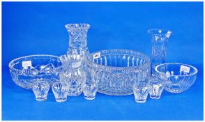 Small Collection of Cut Glass, comprising 20th century fruit bowl, baluster shaped vase, with flower