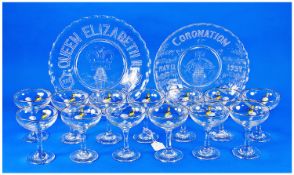 Set of 13 Mid 20th Century Babycham Glasses, together with a commemorative dish for the Coronation