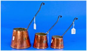 Set of Three Cider Warming Pans, probably late 19th century,