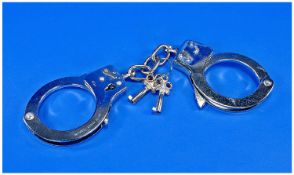 Set Of Chrome Handcuffs. Marked Smith Fargo Texas.