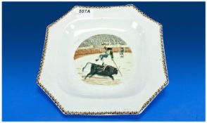 Pottery Plate By Pickman, Sevilla, Depicting A Bullfighting Scene.