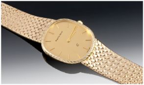 Bueche-Girod Gents 9ct Gold Wrist Watch, supported on fine 9ct gold mesh bracelet. Excellent