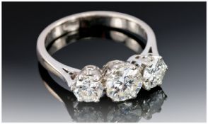 18ct Gold Diamond Ring, Set With Three Round Brilliant Cut Diamonds, Central Stone Approx .85cts Set