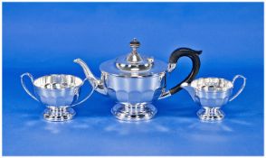 Early 20th Century Three Piece Silver Plated Tea Service, comprising tea pot, milk jug and sugar