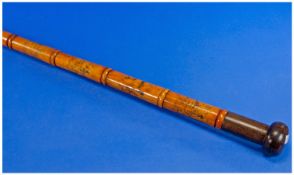 Bone Style Walking Stick decorated with oriental scenes.