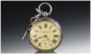 Silver Open Face Pocket Watch, White Enamelled Dial, Marked For The Lancashire Watch Co Ltd. Roman