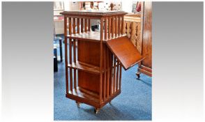 Early 20th Century Oak Revolving Bookcase, circa 1910, moulded top edge, the front with a reading