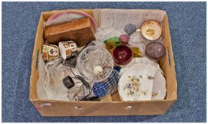 Box of Miscellaneous, comprising pair of Royal Crown Derby tea cups, decorated in the 1128