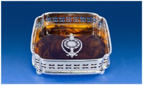 Regency Style Silver Plated & Faux Tortoise Shell Drink/Bottle Coaster.