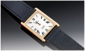 Omega Deville Quartz Gents Gilt & Stainless Steel Wristwatch with leather strap & box.