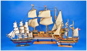 Small Collection of Model Battle and Sailing Ships, comprising the 17th century Mayflower, the