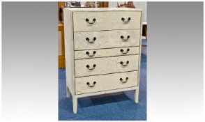 1960`s Cream Painted Chest, decorated to resemble old distressed paintwork, comprising two drawers