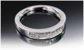 18ct White Gold Diamond Eternity Ring, Set With Two Rows Of Princess Cut Diamonds, Fully Hallmarked,