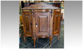 Mid to Late 19th Century Walnut Veneered Side Cabinet, the centre bow fronted, inlaid with