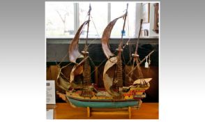 Large Model Of An Elizabethan Battleship, possibly the type used in the Spanish Armada War. The
