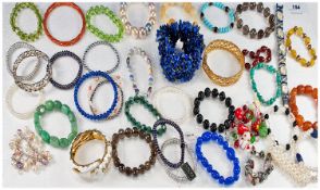 A Good Selection of Over 30 Plus Ladies Bracelets, various colours, designs and sizes etc. As new