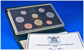 A 1986 UK Proof Coin Collection in its fitted case. (One penny to two pounds)