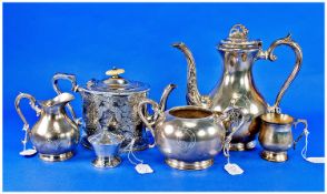 Early 20th Century Silver Plated Coffee Service, comprising baluster shaped coffee pot, cream jug