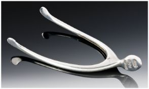 Edwardian Silver Novelty Sugar Tongs In The Form Of A Wish Bone By Asprey Of London, Fully