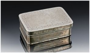 Continental Silver Vinaigrette, Bright Cut Engraved Hinged Lid With Internal Pierced Grille,