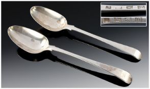 Two George III Silver Table Spoons, Both Fiddle Pattern And Fully Hallmarked For London M 1767,