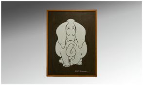 Will Spencer acrylic on board signed Cartoon Elephant 24 inches x 17 inches