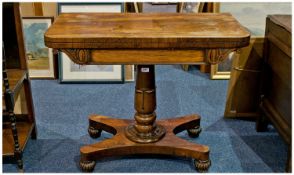 William IV Rosewood Card Table, in the manner of Gillows of Lancaster, with fold-over top,