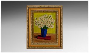 Framed Oil on Canvas `Still Life`. Gilt Frame. 12 by 15 inches. Signed lower right.