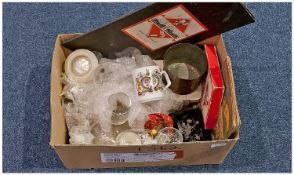 Box of Miscellaneous, comprising various glass, book entitled `Pictures of London`, monopoly game