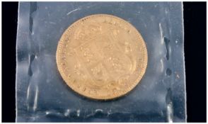 Victorian Shield Back Gold Half Sovereign. Date 1892, E.F. UNC condition