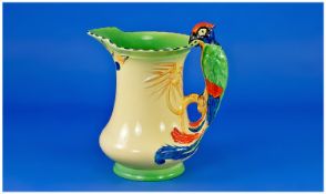 Art Deco Burleigh Ware 1930`s Parrot Handle Jug. No. 4862, beehive mark to base. Handpainted