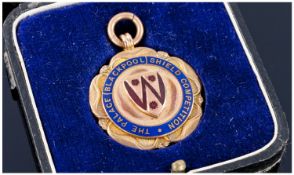 9ct Gold Medal Fob, Enamelled Front Reads The Palace Blackpool Shield Competition, Reverse