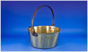 Large 19th Century Brass Jam Pan, with iron handle, 15½ inches high and 14 in diameter.