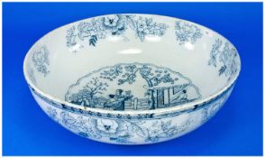 Chinoiserie Decorated Porcelain Wash Bowl. 15 inches in diameter.