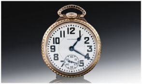 Waltham Open Face Pocket Watch, White Enamelled Dial,  Arabic Numerals With Subsidiary Seconds. 52mm