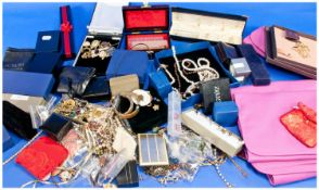 Quantity Of Silver And Costume Jewellery, Comprising Brooches, Chains, Earrings, Rings, etc