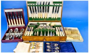 Collection Of Flatware, Comprising Cased Set Of Tea Spoons, Fish Knives And Forks, 32 Piece