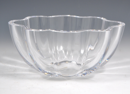 Orrefors Art Glass shallow bowl, of lobed oval form, width 26cms.